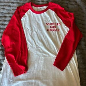 Red and White Long Sleeve Tee
